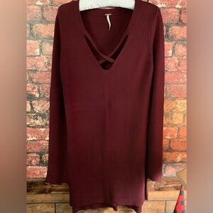 Free people long sleeve criss cross sweater dress size small